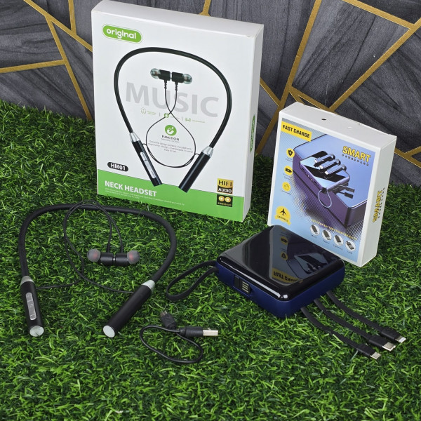 Smart power bank & HM 01 Neckband Combo
