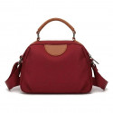 New Portable Nylon Cloth with Cowhide Shoulder Bag (Red)