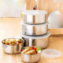 Food Fresh Keeping Container 5 Pieces Stainless Steel Bowl Set Bati With Lid