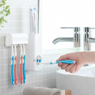 Automatic Toothpaste Dispenser & Brush Holder 