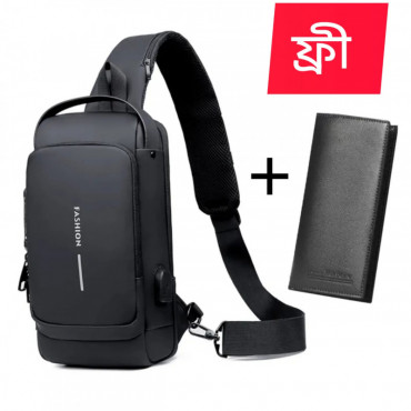 USB charging shoulder bag (black shape +Wallet)