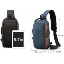 USB charging shoulder bag (Blue shape+Wallet )