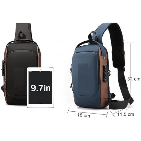 USB charging shoulder bag (brown shape+Wallet )