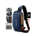 USB charging shoulder bag (Blue shape+Wallet )