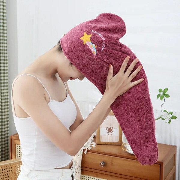 Quick Dry Hair Cap Towel ( Pink )