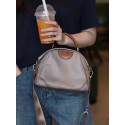 New Portable Nylon Cloth with Cowhide Shoulder Bag (Grey)