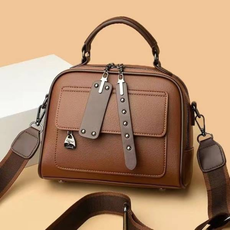 Luxury Design Soft PU Leather Lady Retro Handbag (Brown color)