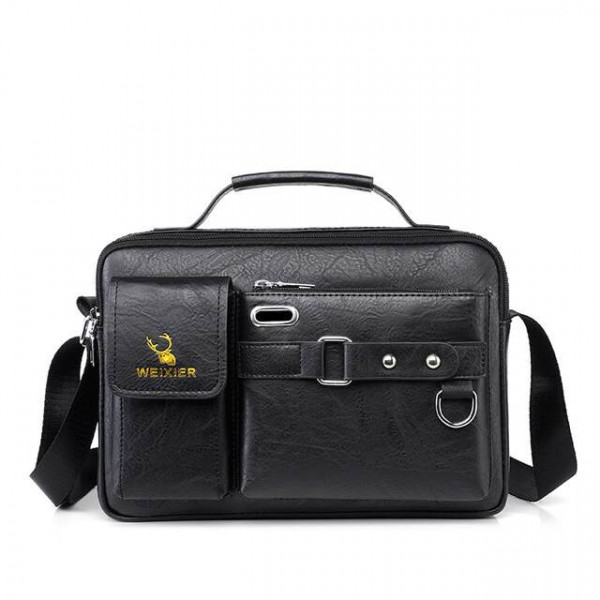 Men's Pu Leather Shoulder Bag (Black)