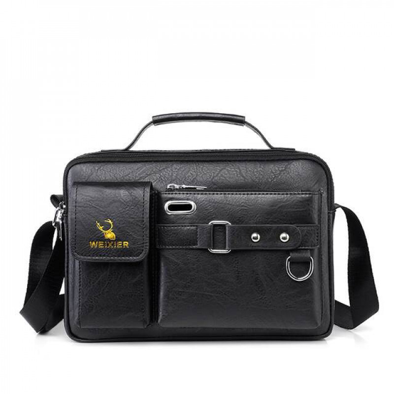 Men's Pu Leather Shoulder Bag (Black)