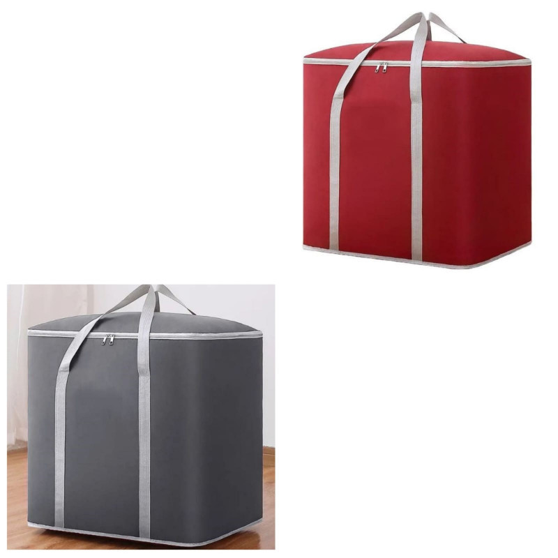(2Pcs) 4XL Size Large Capacity Storage Bag (Red/Ash)