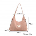 Soft Leather Korean Style Pearl Chain Shoulder Bag(Pink)