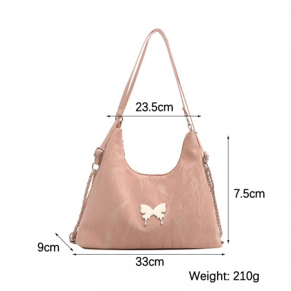 Soft Leather Korean Style Pearl Chain Shoulder Bag(Black)