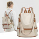 New Design Women Backpack Nylon Waterproof Anti-Theft Travel Bagpack(White)