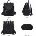  New Design Women Backpack Nylon Waterproof Anti-Theft Travel Bagpack(black)