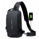  USB charging sport sling Anti-theft shoulder bag (Black shape)
