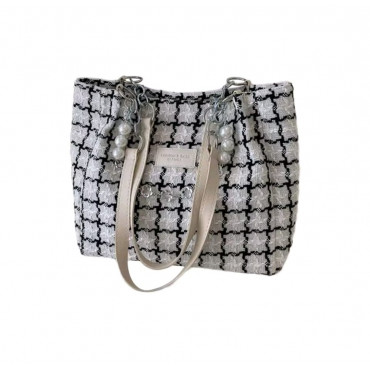 Classic Plaid Chain Shoulder Bag(White)