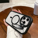 Round Lens Holder TPU PC Phone Cover Photo Frame Bracket Transparent Magnetic Phone Case