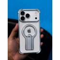 Shockproof Reinforced Edge Magnetic Phone Case with 360 Rotatable Aluminum Phone Stand Grip Phone Case