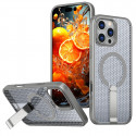 Magnetic Holder Stand Breathable Mesh Phone Case Magsafe Shockproof Cover Bumper For IPhone 