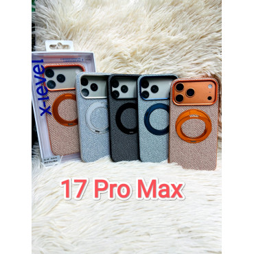 X-Level textured phone cases for the iPhone 17 Pro Max feature a herringbone pattern and a built-in magnetic stand
