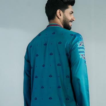  Teal Blue Cotton Pr...