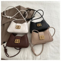 Elegant PU Leather Shoulder Bag with Gold Buckle