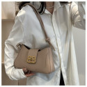 Elegant PU Leather Shoulder Bag with Gold Buckle