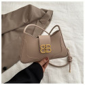 Elegant PU Leather Shoulder Bag with Gold Buckle