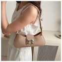 Handbag Chic Bow Pu Leather Shoulder Bag French Design Textured Underarm Bag for Women Evening Casual Party Gift