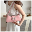 Handbag Chic Bow Pu Leather Shoulder Bag French Design Textured Underarm Bag for Women Evening Casual Party Gift