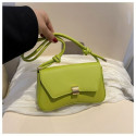 Women's Elegant Solid Color PU Leather Crossbody Bag with Metal Lock Buckle | N279