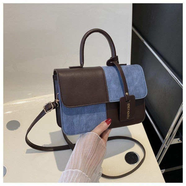 Denim & Leather Crossbody Handbag – Trendy and Versatile