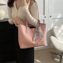 Elegant PU Leather Tote Bag with Scarf Accent | RM-50