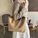 Elegant PU Leather Tote Bag with Scarf Accent | RM-50