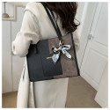 Elegant Patchwork Tote Bag with Scarf Accent | RM-60