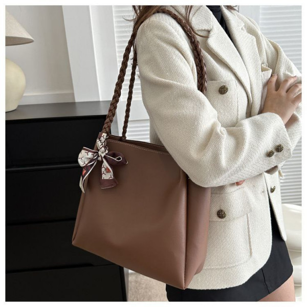  Elegant Braided Handle Tote Bag with Scarf  | RM-62 
