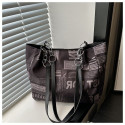 Trendy Newspaper Print Tote Bag with Chain Straps | RM-63