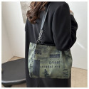 Trendy Newspaper Print Tote Bag with Chain Straps | RM-63