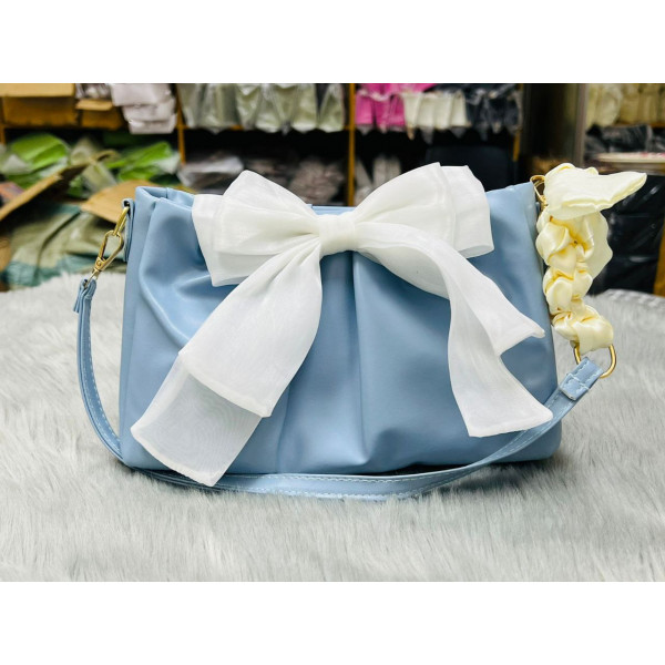 Elegant PU Leather Women's Handbag with Bow & Braided Strap | RM78