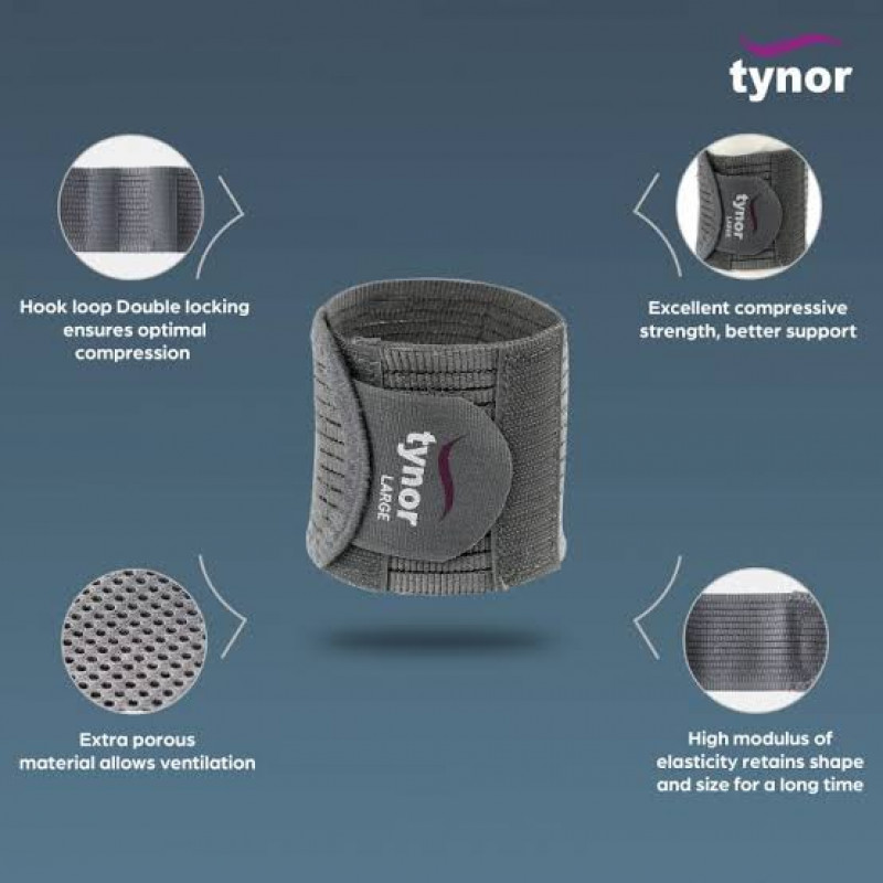 TYNOR E-05 WRIST BRACE WITH DOUBLE LOCK, GREY