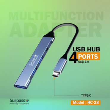 Surpass HC 28 Type-C HUB 4-in-1 OTG Adapter