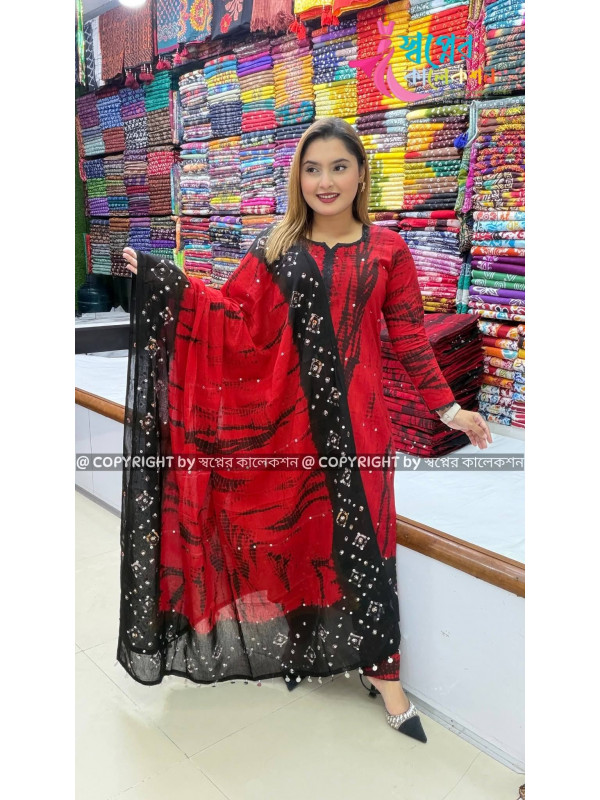 বাটিকের চুমকি পাতি থ্রিপিস