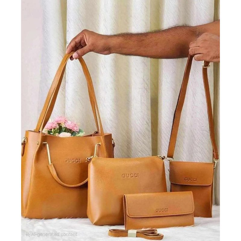 Leather 4Set bag (Brown)