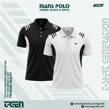 Man's Polo 2 Pcs Combo-Black & White