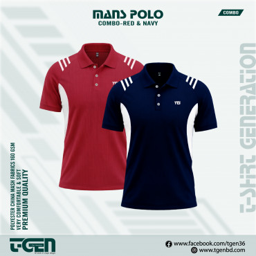 Man's Polo 2 Pcs Combo-Red & Navy