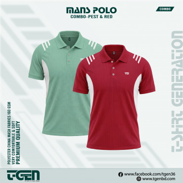 Man's Polo 2 Pcs Combo-Pest & Red