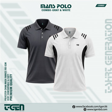 Man's Polo 2 Pcs Combo-Gray & White