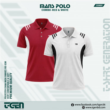 Man's Polo 2 Pcs Combo-Red & White