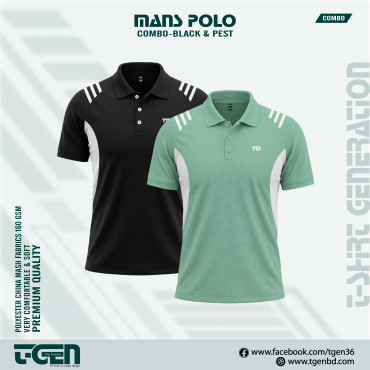 Man's Polo 2 Pcs Combo-Black & Pest