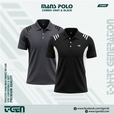 Man's Polo 2 Pcs Combo-Gray & Black